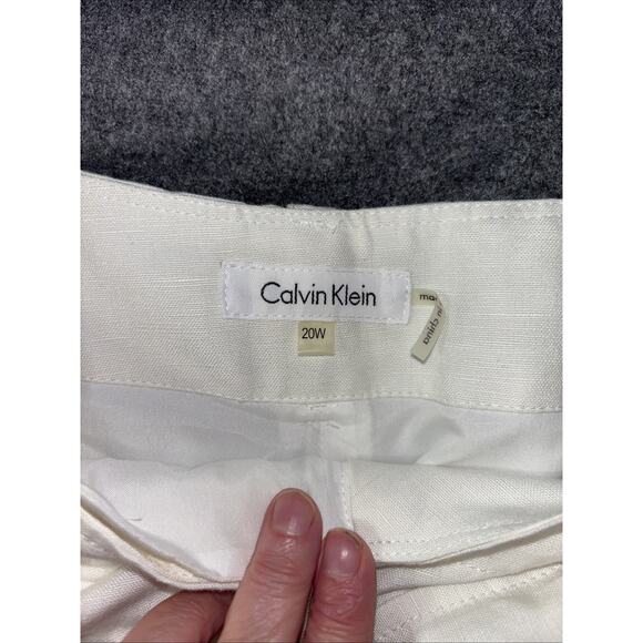 NWT Calvin Klein Sz 20W White Linen Blend Lined Womans Pants Size Wide Leg NWT - Picture 3 of 9